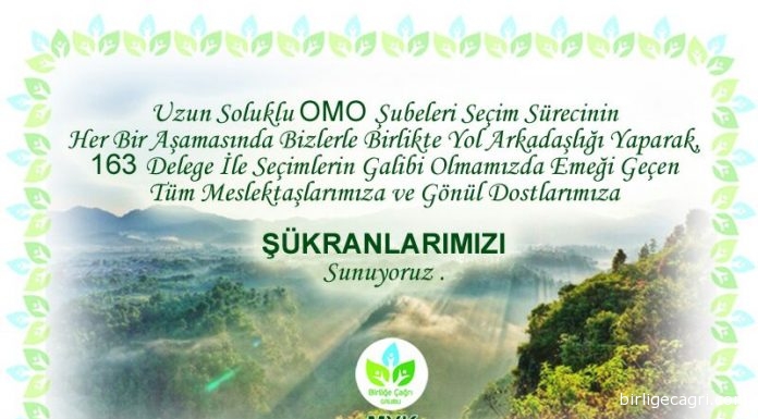 Birliğe Çağrı MYK’dan Teşekkür Mesajı